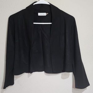 Calvin Klein Women Black Cropped Open- Front Cardigan , Size- Large